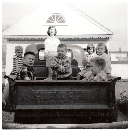 1960 - Roger Garry Wendy in the old blue pickup.jpg